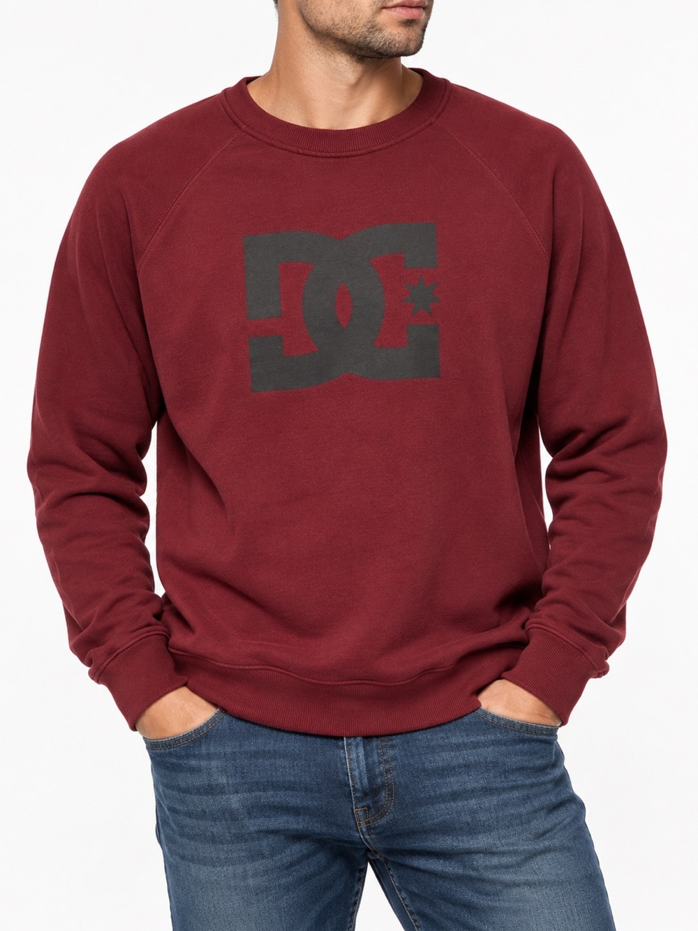 DC Shoes Burgundy Logo Crewneck Sweatshirt Men’s Large Skate Streetwear